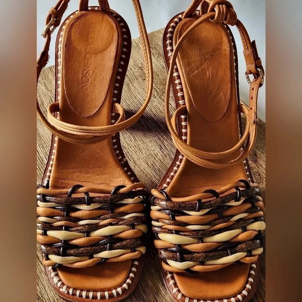 || ULLA JOHNSON || Malia woven, block heels, sandals, designer, leather, size 10 - Picture 10 of 15